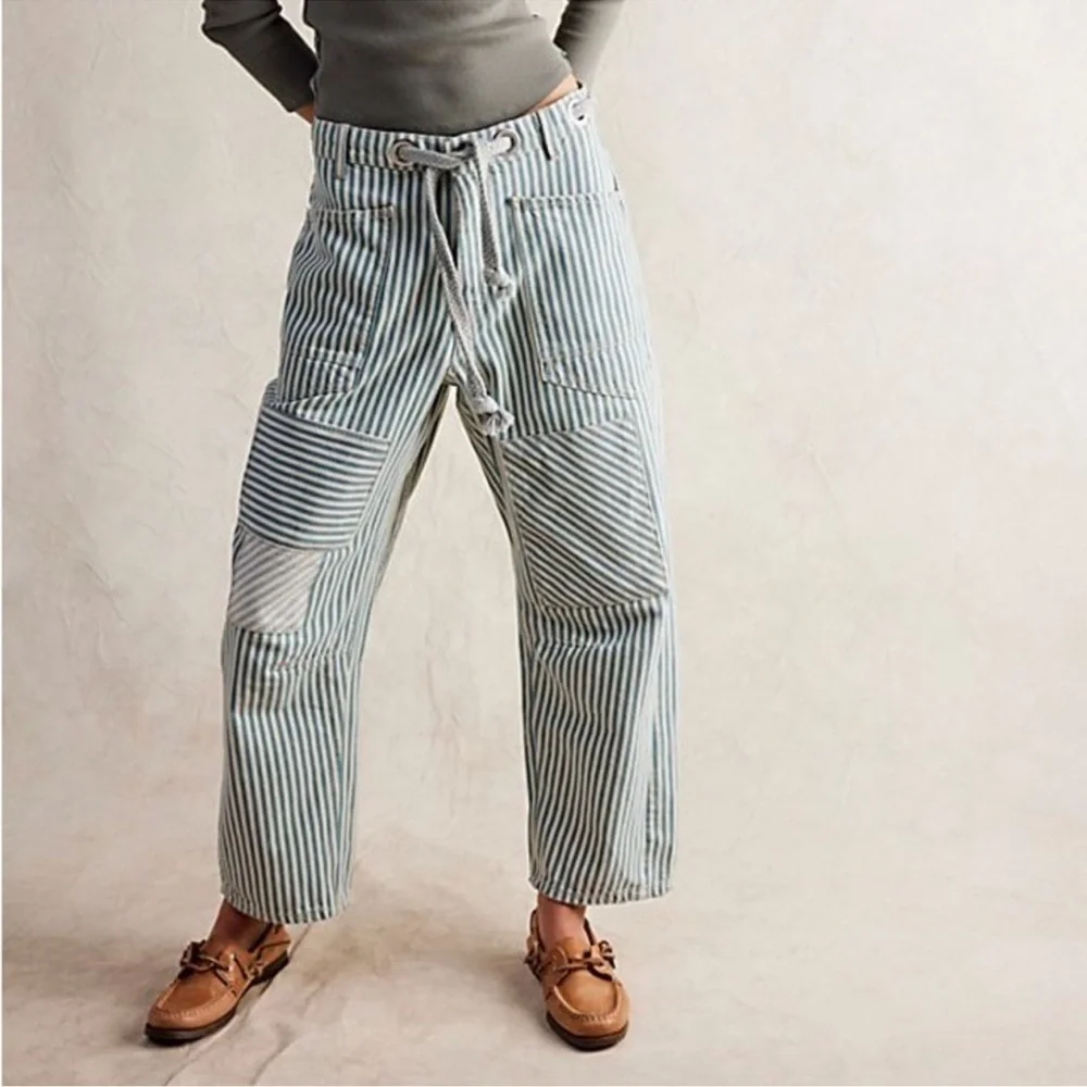 We The Free People Railroad Moxie Low-Slung Pull On Barrel In Railroad - Picture 4 of 10